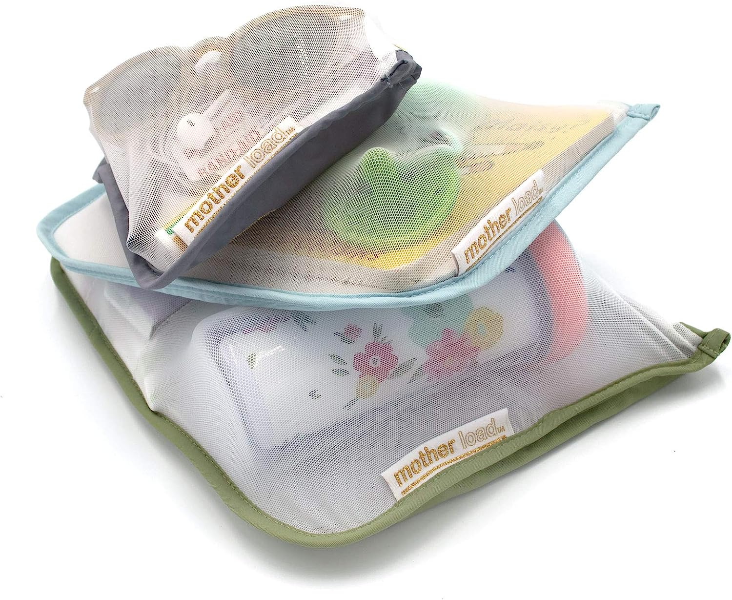 Mother Load - Diaper Bag Organizing Pouches, Small Organizing Bags, 5-Piece Set of Embroidered Diaper Bag Pouches, Vintage Pastels - Image 2